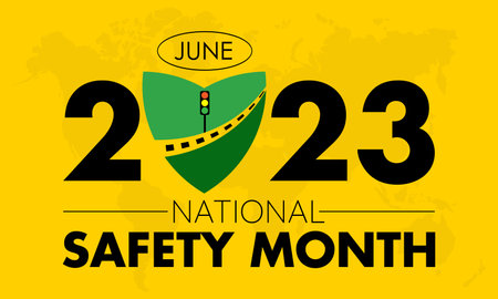 2023 Concept National Safety Month. International road safety prevention vector banner illustration...