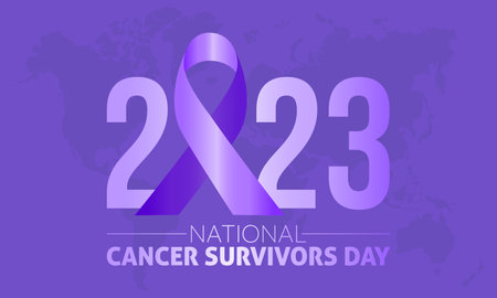 2023 Concept National Cancer Survivors Day awareness vector banner template. Cancer disease fight prevention illustration.のイラスト素材