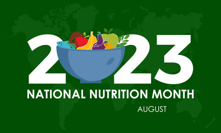 2023 Concept National Nutrition Month vector design illustration. Vegetable diet concept for fitness, protein or wellnessのイラスト素材