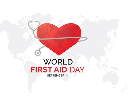 World First Aid Day Emphasizes Life-Saving Skills, Education, and Resilience. Preparedness and Safety vector illustration banner template.のイラスト素材