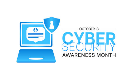 National Cyber Security Awareness Month Raises Vigilance and Knowledge to Safeguard Individuals and Organizations in the Digital Age. Empowering Digital Resilience Vector Template.のイラスト素材