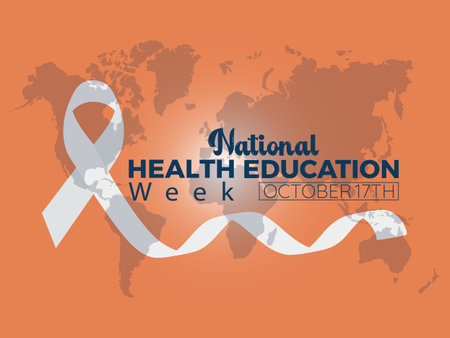 National Health Education Week Promotes Knowledge, Prevention, and Empathy for Lifelong Health and Well-Being. Vector Illustration Template.のイラスト素材
