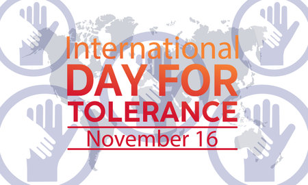 International Day for Tolerance Concept with Hands of Unity observed on November 16. Vector template for background, banner, card, poster design.のイラスト素材