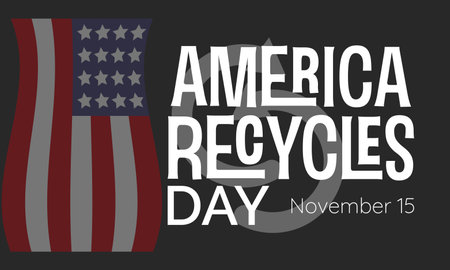 America Recycles Day Concept with Eco-Friendly Recycling Symbol observed on November 15. Vector template for background, banner, card, poster design.のイラスト素材