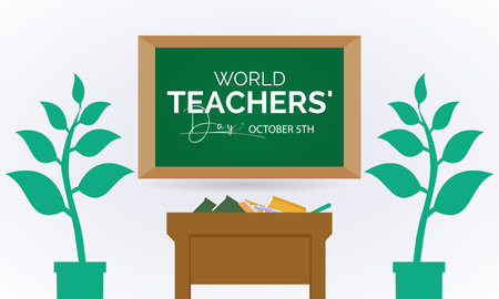 World Teachers Day Recognizes the Dedication, Innovation, and Transformative Influence of Teachers Worldwide. Vector Illustration Template.のイラスト素材
