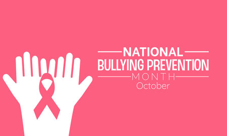 National Bullying Prevention Month Raises Awareness, Empathy, and Advocacy for Safer Communities. Vector Illustration Template.のイラスト素材