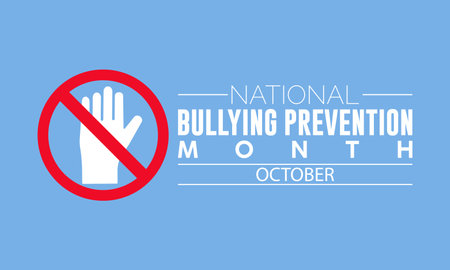 National Bullying Prevention Month Raises Awareness, Empathy, and Advocacy for Safer Communities. Vector Illustration Template.のイラスト素材