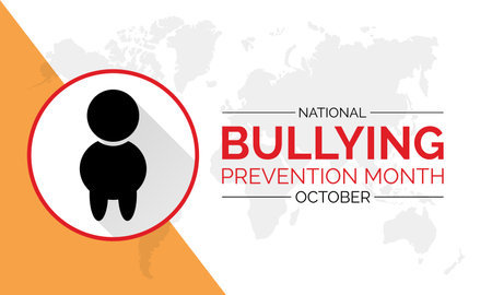 National Bullying Prevention Month Raises Awareness, Empathy, and Advocacy for Safer Communities. Vector Illustration Template.のイラスト素材