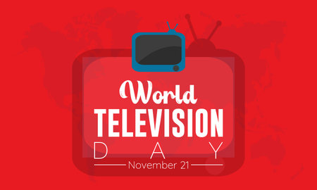World Television Day Vector Banner with Entertainment and Information Elements. Vector template for background, banner, card, poster design.のイラスト素材