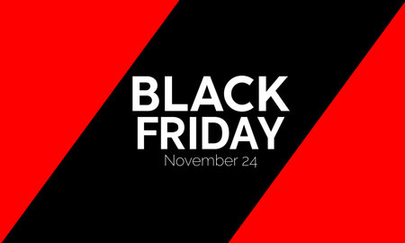 Black Friday Shopping Discount Deals, Savings, and Crowded Stores banner. Vector template for background, banner, card, poster design.のイラスト素材