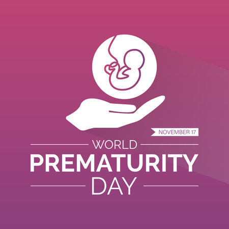 World Prematurity Day Vector Illustration with Tiny Newborn and Caring Hands. Vector template for background, banner, card, poster design.のイラスト素材