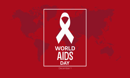 World AIDS Day Awareness Background Red banner Ribbon and Global Support Vector Illustration....