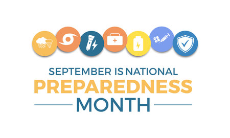 National Preparedness Month. Emergency concept Greeting card, poster, Ribbon, banner, Vector Template.のイラスト素材