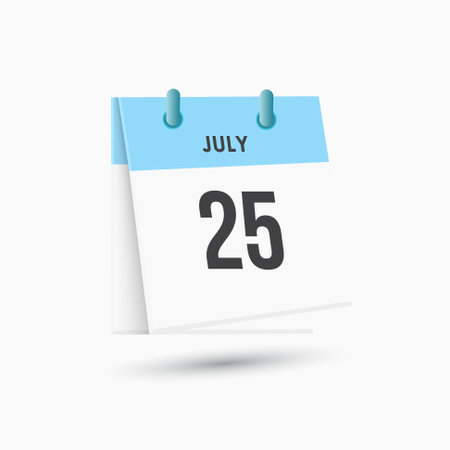 July 25 - calendar and Time planner. Daily Calendar Icon reminder. Vector Illustration.のイラスト素材