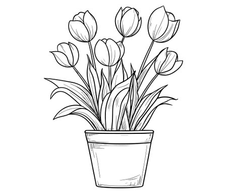 Coloring book worksheet for kids bouquet of flowers in vaseのイラスト素材