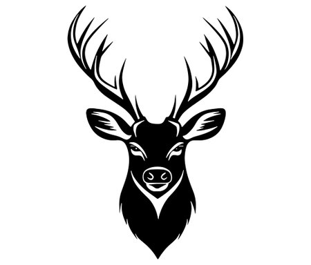 Deer head silhouette, Deer head icon, deer vectorのイラスト素材