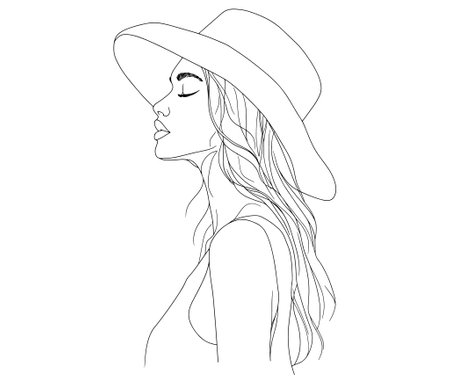 Styling lady vector, Girl in a hat, Beautiful woman outlineのイラスト素材