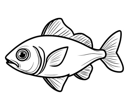 Illustration of a fish, Outline cod fish, Vector fish