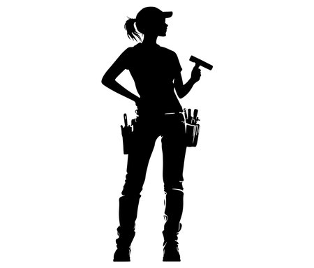 Silhouette engineer women, Girl silhouette worker, Woman engineer vectorのイラスト素材