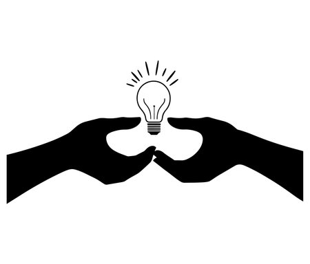 Hand holding light bulb Business idea Silhouette Vector, Idea bulb, Bulb and hand vectorのイラスト素材