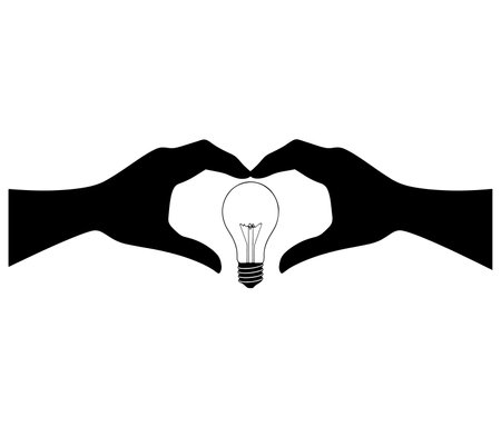 Hand holding light bulb Business idea Silhouette Vector, Idea bulb, Bulb and hand vectorのイラスト素材