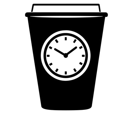 Coffee cup isolated on white background. Clock and coffee cupのイラスト素材
