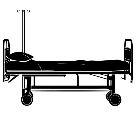 Hospital bed silhouette vector illustration. Hospital bed icon. Medical clinic outline hospital bedのイラスト素材