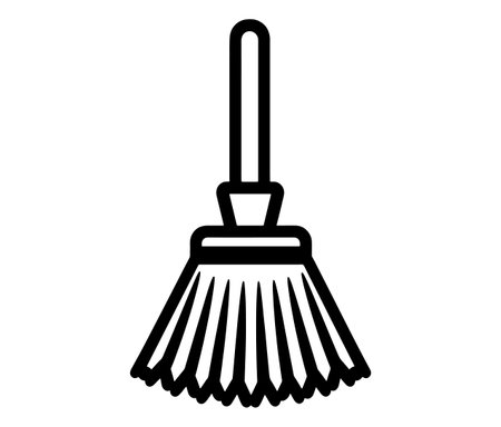 Silhouette of a broom, Black and white broom, Broom isolated on white background.のイラスト素材