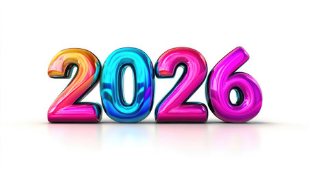 Happy New Year 2026 â€“ Vibrant and Colorful 3D Text