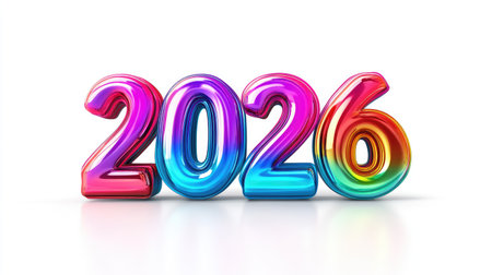 Happy New Year 2026 â€“ Vibrant and Colorful 3D Text