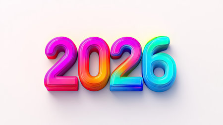 Happy New Year 2026 â Vibrant and Colorful 3D Textの写真素材