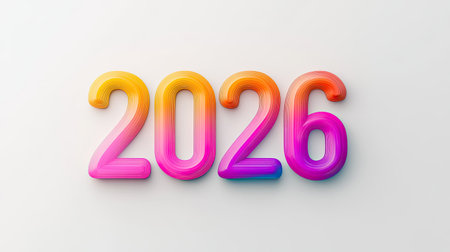 Happy New Year 2026 â Vibrant and Colorful 3D Textの写真素材