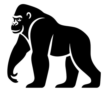 Cartoon gorilla silhouette icon, a minimal and gorilla vector silhouette