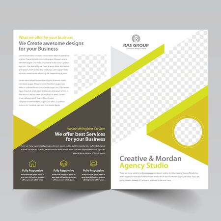 business bifold brochure templateのイラスト素材