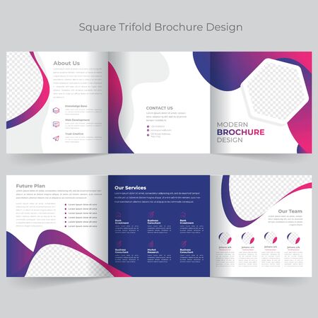 Square Tri-fold Brochureのイラスト素材