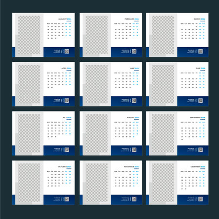 Set of 12 Months Calendar Template for 2017 Year. Vector Illustrationのイラスト素材