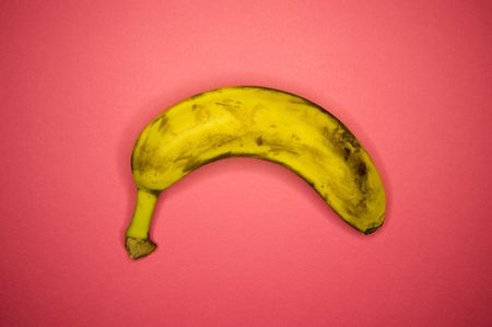 banana on pink backgroundの写真素材
