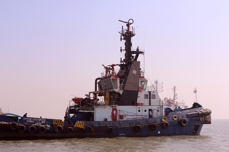 Ship in Arabian Sea near Gateway of India, Mumbai.のeditorial素材