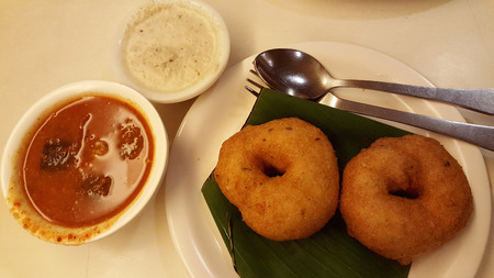 Vada with sambar and coconut chatniの写真素材