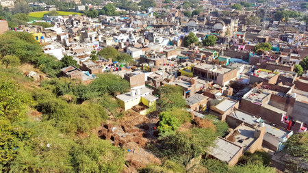 Aerial view of holy town Barsana from a high Peak.のeditorial素材