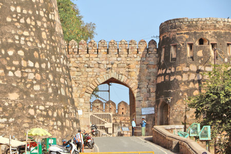 The outer picture of Jhansi Fort is a fortress situated on a hilltop in Uttar Pradesh, Northern India is belonging to Queen Laxmi Bai.のeditorial素材