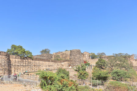 The outer picture of Jhansi Fort is a fortress situated on a hilltop in Uttar Pradesh, Northern India is belonging to Queen Laxmi Bai.のeditorial素材