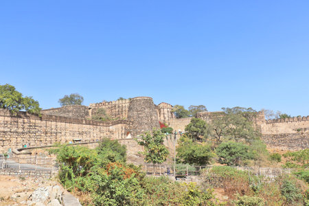 The outer picture of Jhansi Fort is a fortress situated on a hilltop in Uttar Pradesh, Northern India is belonging to Queen Laxmi Bai.のeditorial素材