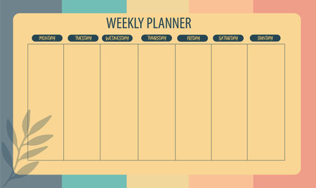 Weekly Planner Template with Place for Notes. Vector Illustrationのイラスト素材