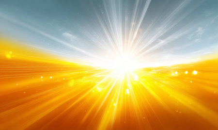 Bright light shining over gold fieldの素材