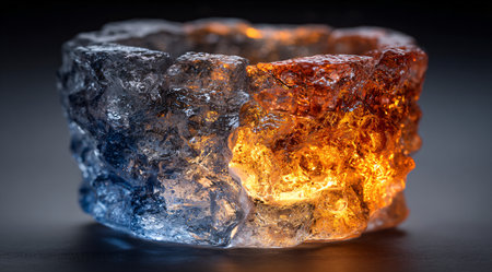 Abstract ice and fire concept with dramatic lightの素材