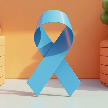 Awareness ribbon symbol for diabetes solidarity stands prominently in minimalist modern settingの素材