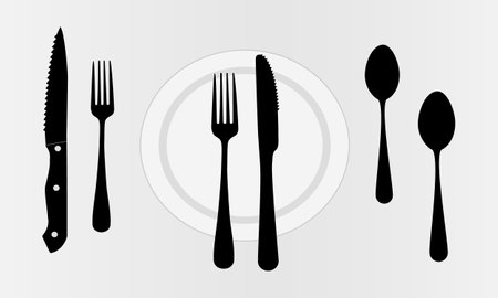 Spoon, forks, knife icon, collection of Cutlery different shapes, restaurant business concept, vector illustration, Cutlery line icon-2のイラスト素材