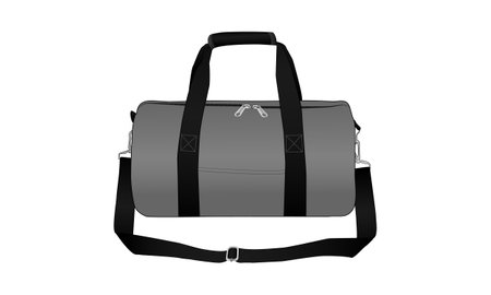 Duffle Bag, Vector Illustration, Bag Outline Template, Fashion Flats Sketch, Zipper Duffel Travel Sports Equipment Bag, Vector Clip Art Templateのイラスト素材
