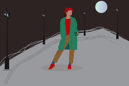 Flat Vector Illustrations Girl Lifestyle. Lifestyle girl cares about herself and her future. Concept of loving yourself and a healthy lifestyle.のイラスト素材